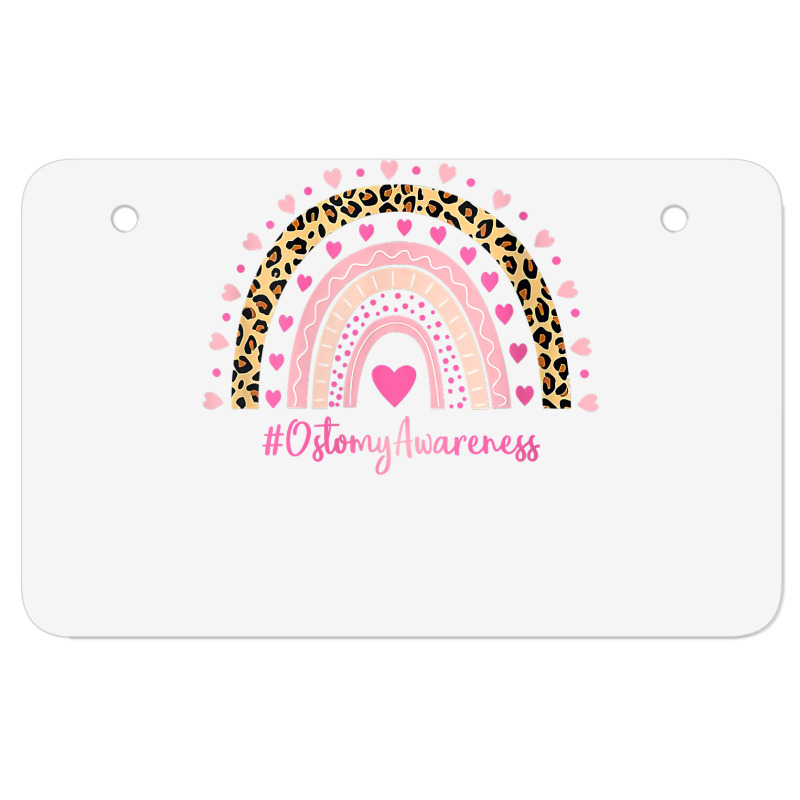 Womens Ostomy Awareness Pink Heart Leopard Rainbow Ostomy Warrior O V Atv License Plate | Artistshot