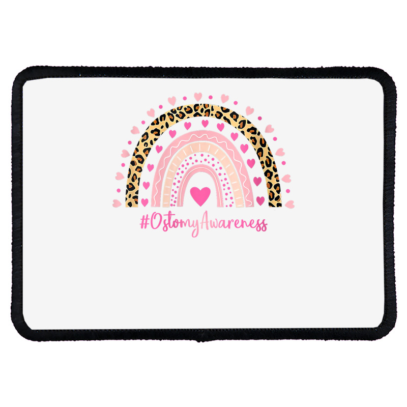 Womens Ostomy Awareness Pink Heart Leopard Rainbow Ostomy Warrior O V Rectangle Patch | Artistshot