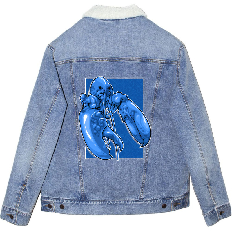 Funny Jumpscare Lobster Meme Blue Crustacean Pullover Hoodie Unisex Sherpa-lined Denim Jacket | Artistshot