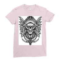 Apache Skull Black N White Poster Summer Ladies Fitted T-shirt | Artistshot