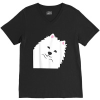 American Eskimo Dog Peeking From Side Cute American Eskimo T Shirt V-neck Tee | Artistshot