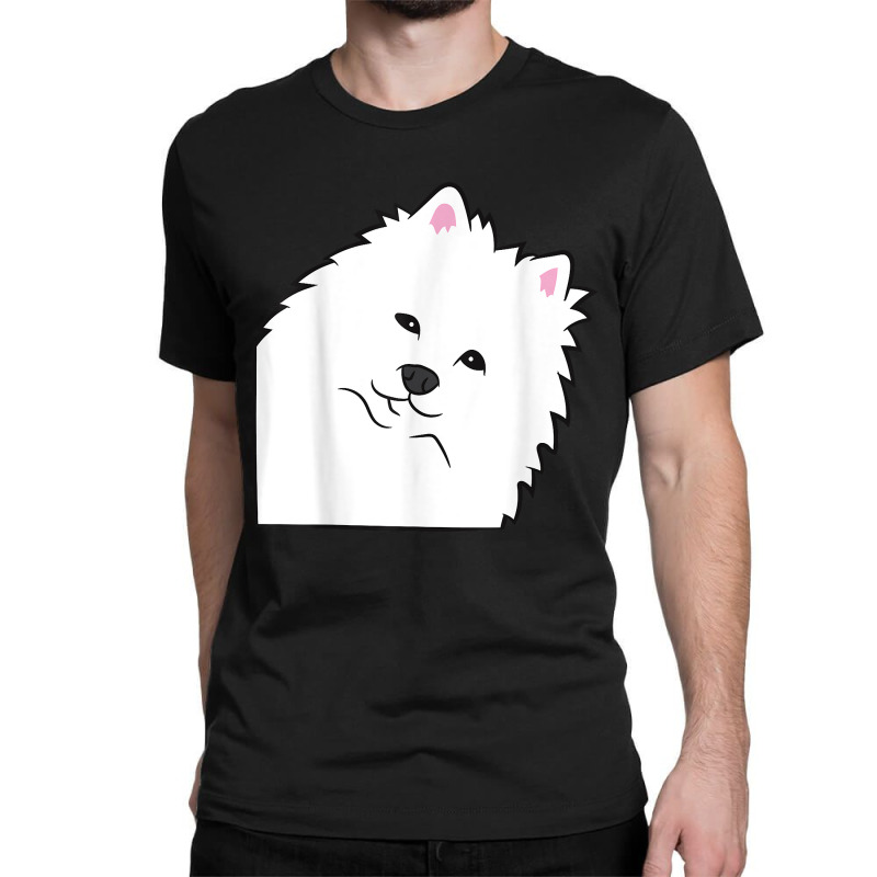 American Eskimo Dog Peeking From Side Cute American Eskimo T Shirt Classic T-shirt by shmonotpv4s | Artistshot