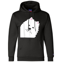 American Eskimo Dog Peeking From Side Cute American Eskimo T Shirt Champion Hoodie | Artistshot