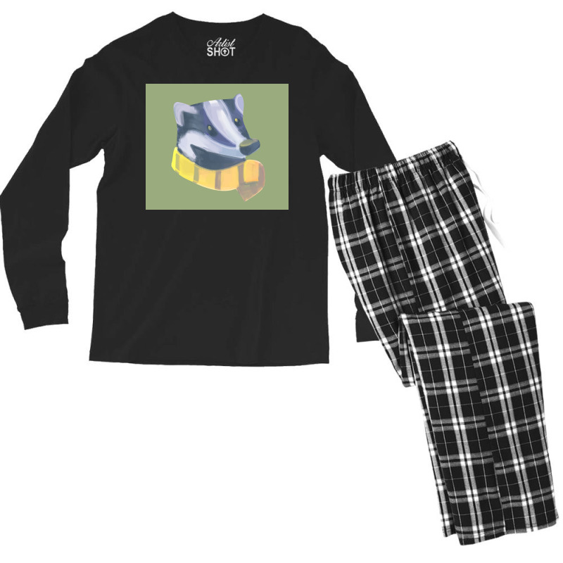 Badger Honey Badger With Scarf Eyesasdaggers Poster Men's Long Sleeve Pajama Set by caylumjenrri3 | Artistshot