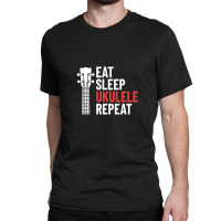 Eat Sleep Ukulele Repeat Ukulele Headstock Dark Theme Classic T-shirt | Artistshot