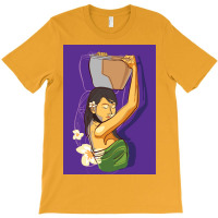 Balinese Women Carrying Pot Poster Blue T-shirt | Artistshot