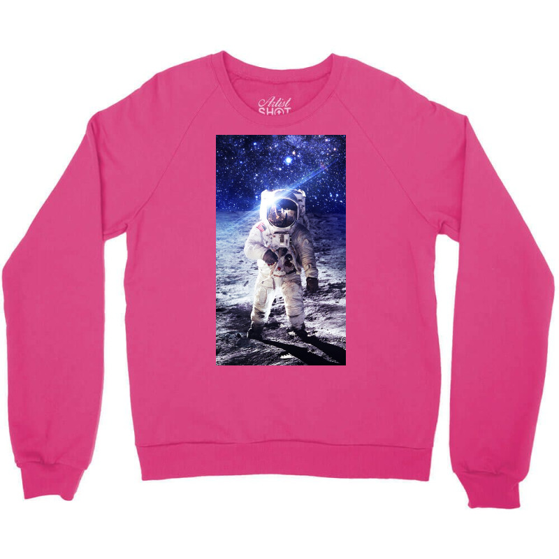 Astronaut Poster Blue Crewneck Sweatshirt | Artistshot