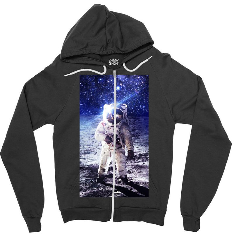 Astronaut Poster Blue Zipper Hoodie | Artistshot