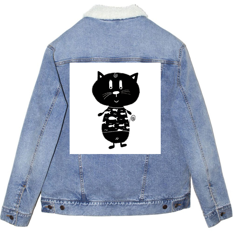 Black And White Cat Nr11 Poster 70s Unisex Sherpa-lined Denim Jacket | Artistshot