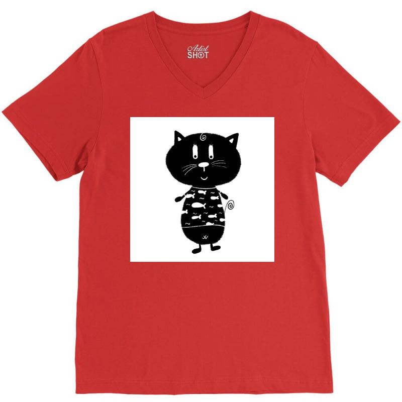 Black And White Cat Nr11 Poster 70s V-neck Tee | Artistshot