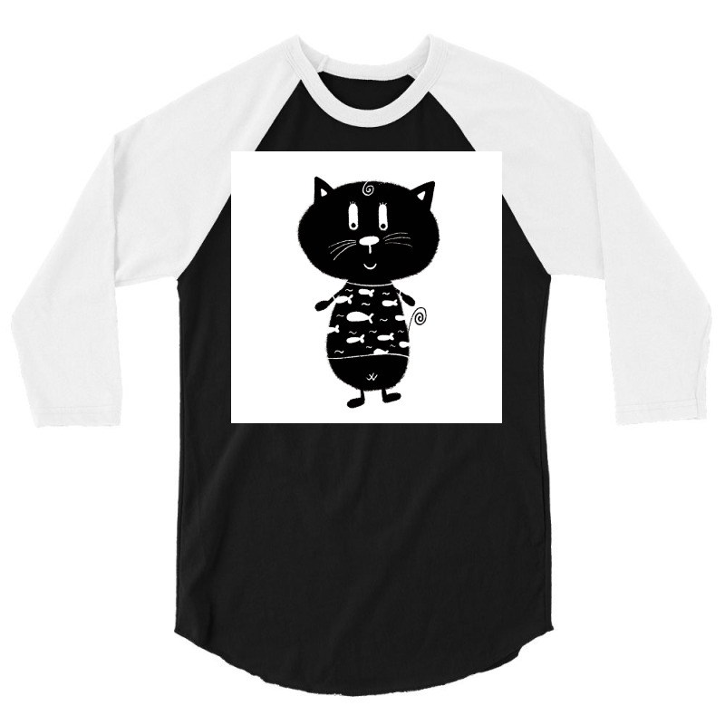 Black And White Cat Nr11 Poster 70s 3/4 Sleeve Shirt | Artistshot