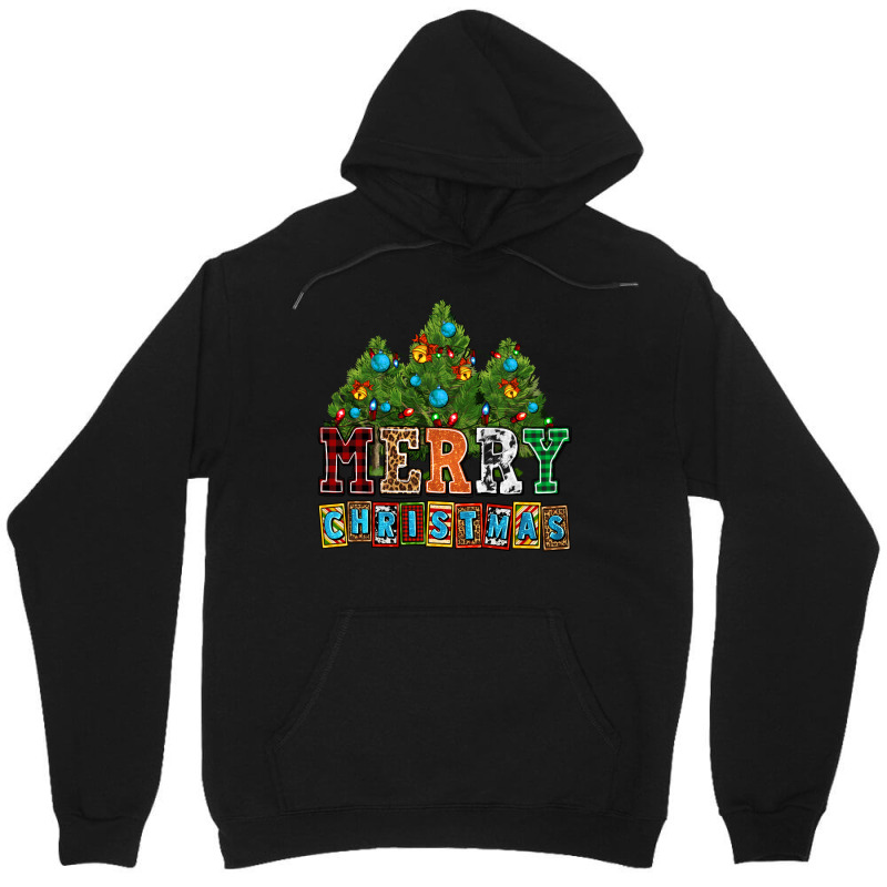 Merry Christmas With Christmas Trees Unisex Hoodie by AdoDesignShop | Artistshot