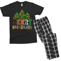 Merry Christmas With Christmas Trees Men's T-shirt Pajama Set | Artistshot