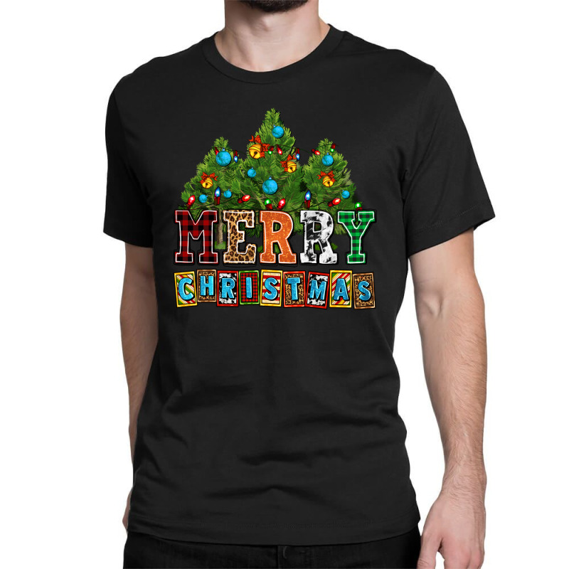 Merry Christmas With Christmas Trees Classic T-shirt by AdoDesignShop | Artistshot