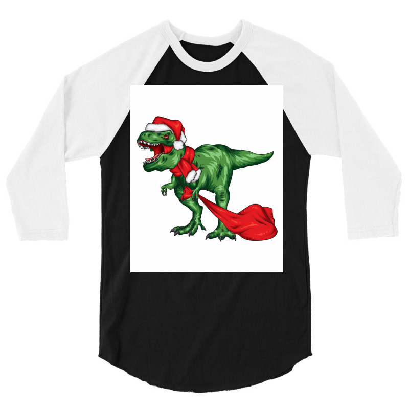 Dinosaur Christmas Funny Poster Girl 3/4 Sleeve Shirt by dergiakcjaj | Artistshot