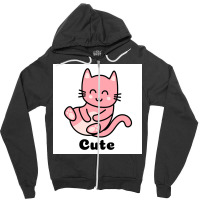 Cat Cartoon Decided Cute Poster Green Zipper Hoodie | Artistshot