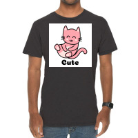 Cat Cartoon Decided Cute Poster Green Vintage T-shirt | Artistshot