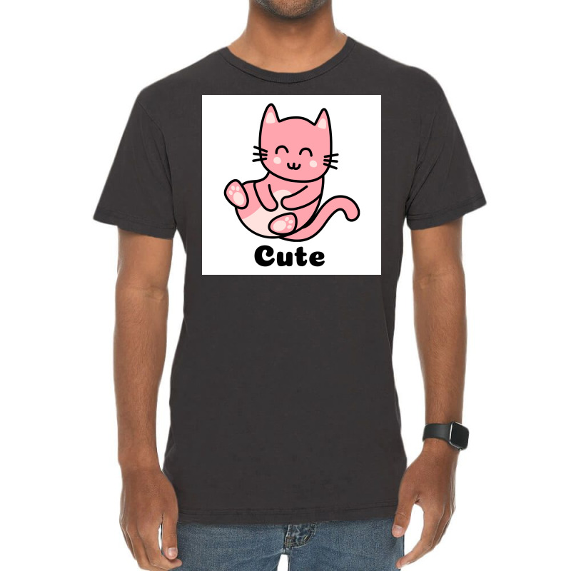 Cat Cartoon Decided Cute Poster Green Vintage T-shirt | Artistshot