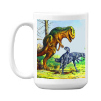 Allosaurus Vs Dryosaurus Poster Nostalgia 15 Oz Coffee Mug | Artistshot