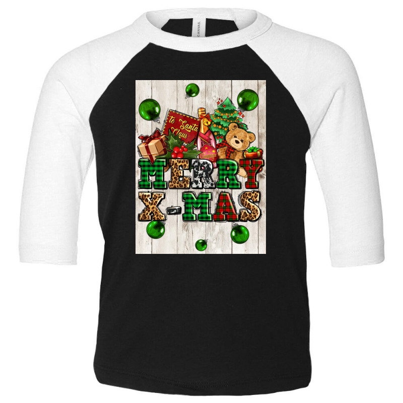 Merry Xmas Toddler 3/4 Sleeve Tee by AdoDesignShop | Artistshot