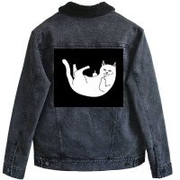 Cat Lying Down Poster Green Unisex Sherpa-lined Denim Jacket | Artistshot