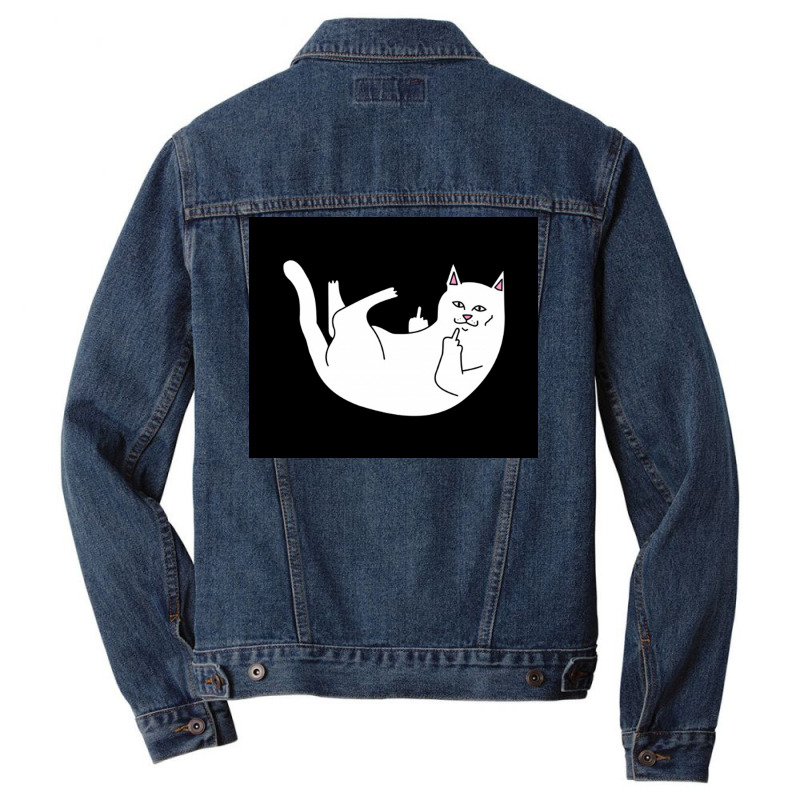 Cat Lying Down Poster Green Men Denim Jacket | Artistshot