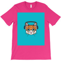 Cat Wearing Headphone Poster Stars T-shirt | Artistshot