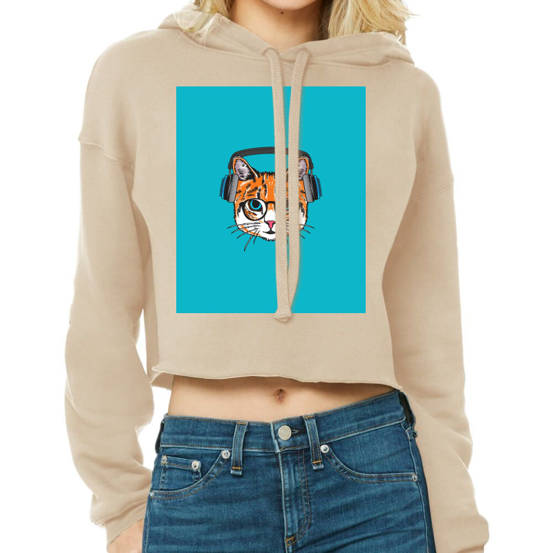 Cat Wearing Headphone Poster Stars Cropped Hoodie by hajerawickela | Artistshot