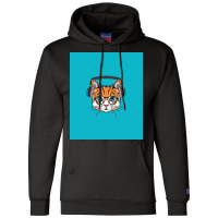 Cat Wearing Headphone Poster Stars Champion Hoodie | Artistshot