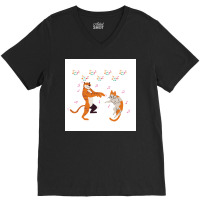 Cat Vs Tiger Party Poster Humor V-neck Tee | Artistshot