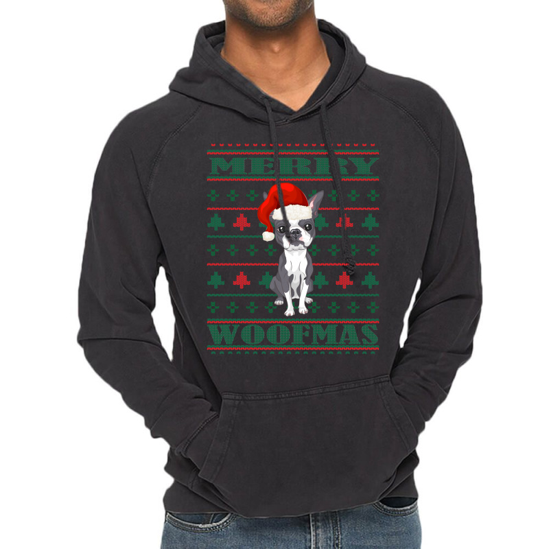 Boston Terrier Ugly Christmas Sweater Vintage Hoodie by inggaerzoahg | Artistshot