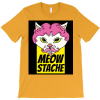 Cat With Wig Moew Stache Poster 80s T-shirt | Artistshot