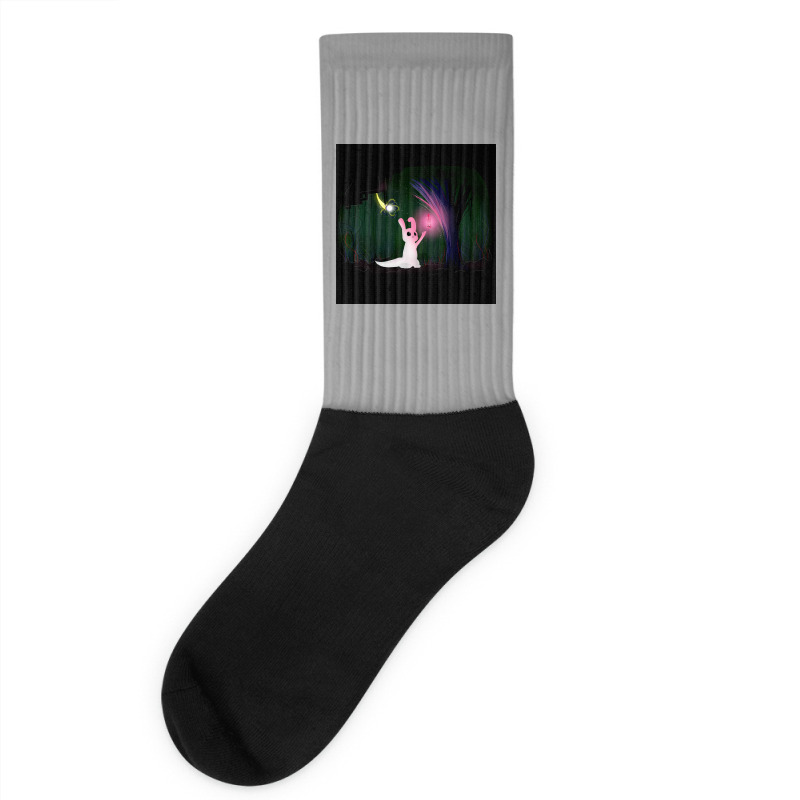 Glowing Slugcat Rain World Poster 80s Socks | Artistshot