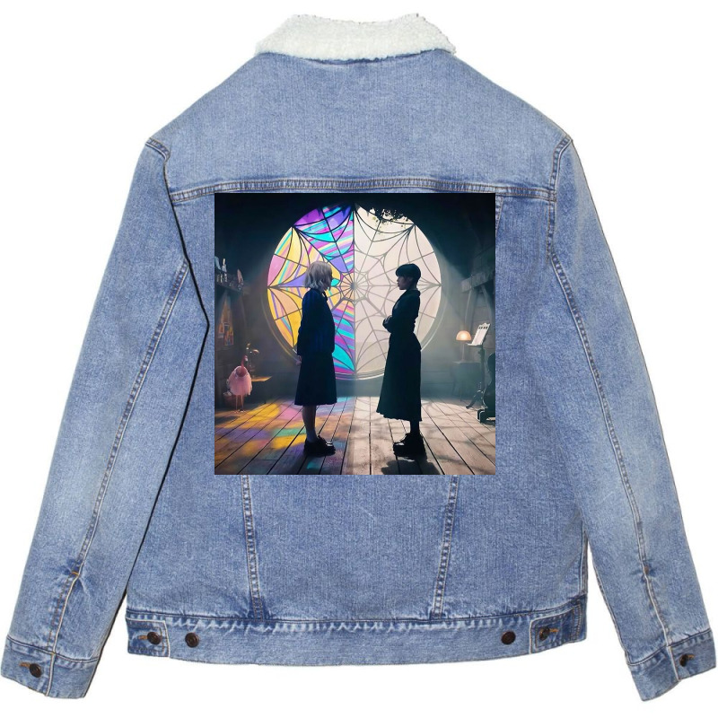 Wednesday Project Design Cool Poster Unisex Sherpa-lined Denim Jacket | Artistshot