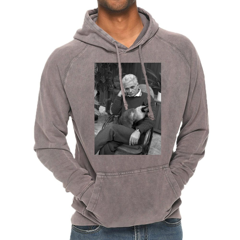 Derrida And A Cat Poster Gift Vintage Hoodie | Artistshot