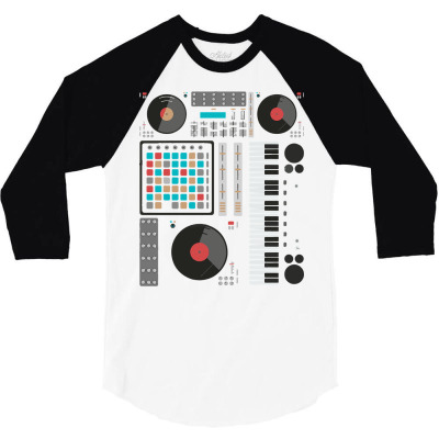 Electronic Music Synthesizer Techno Music For Dj Producer Pullover Hoo 3/4 Sleeve Shirt Designed By Danaisenrikamelgar