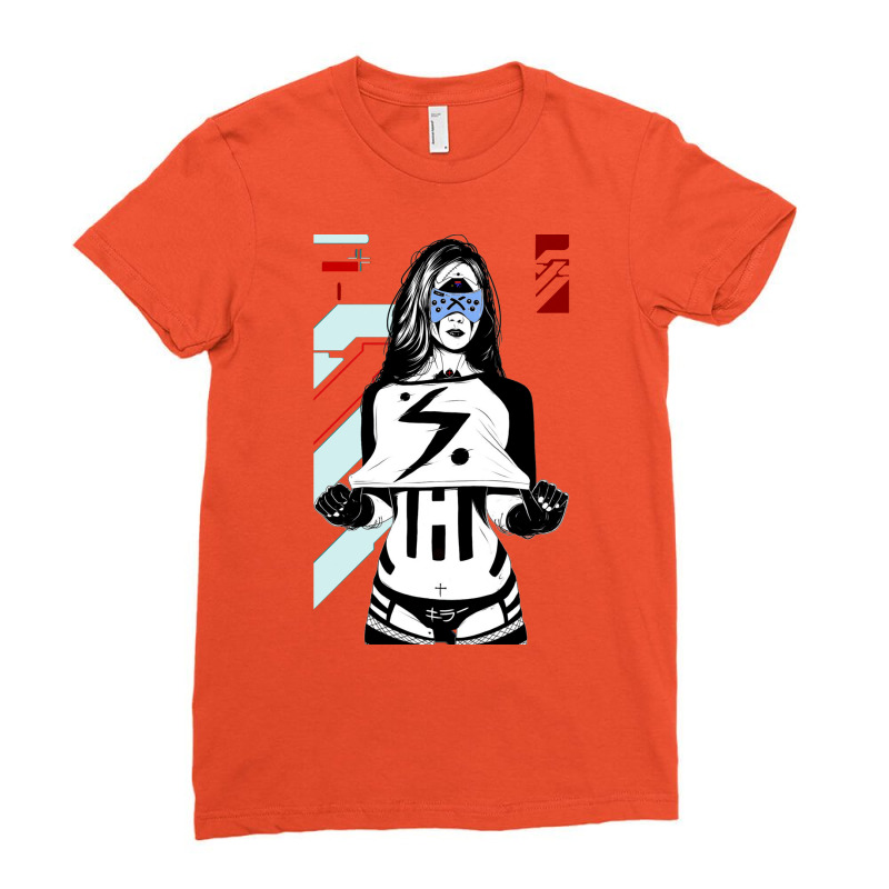 Cyberpunk Cyborg Girl Futuristic Style Ladies Fitted T-Shirt by anunerazb | Artistshot