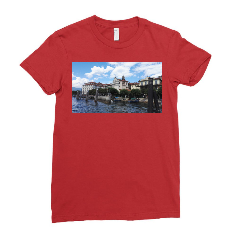 Borromean Islands In Lago Maggiore Arriving By Boat Poster Ladies Fitted T-Shirt by kojekslagod | Artistshot