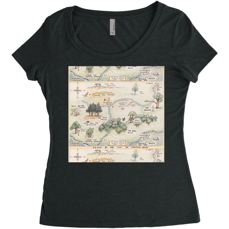 Hundred Acre Wood Map Poster 80s Women's Triblend Scoop T-shirt by msdratdzaljaf | Artistshot