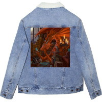 Fantasy Library Poster Aesthetic Unisex Sherpa-lined Denim Jacket | Artistshot