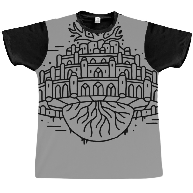 Castle In The Sky (studio Ghibli)   Black Outline Graphic T-shirt by mokongmnord | Artistshot