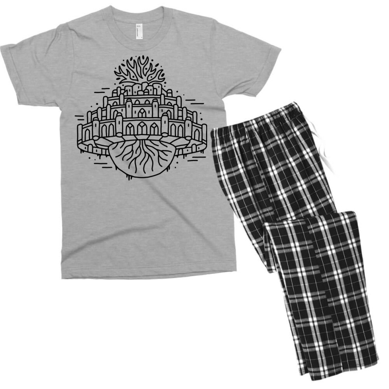 Castle In The Sky (studio Ghibli)   Black Outline Men's T-shirt Pajama Set by mokongmnord | Artistshot