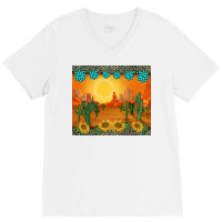 Western Sunset Cactus Sunflowers Gemstones Leopards V-neck Tee | Artistshot