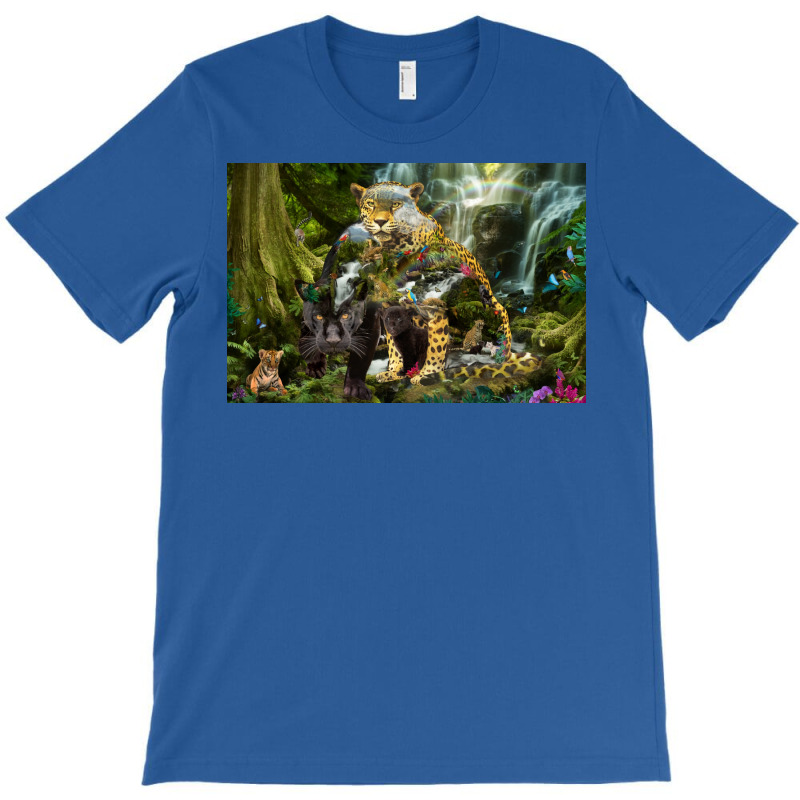 Jaguar Waterfall Jungle Poster Red T-shirt | Artistshot