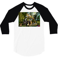 Jaguar Waterfall Jungle Poster Red 3/4 Sleeve Shirt | Artistshot