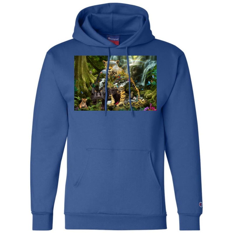 Jaguar Waterfall Jungle Poster Red Champion Hoodie | Artistshot