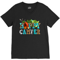 Happy Camper With Trees And Map V-neck Tee | Artistshot