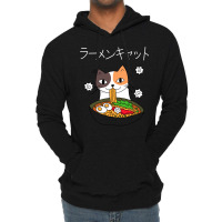 Ramen Cat (tortoiseshell, White Text) Lightweight Hoodie | Artistshot