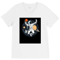 Dino Space Poster Green V-neck Tee | Artistshot