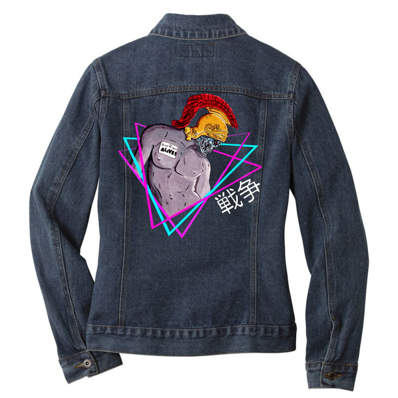 Cyborg Roman Soldier Vaporwave Ladies Denim Jacket by anunerazb | Artistshot